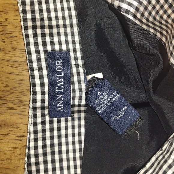 Ann Taylor 100% Silk Black White Gingham Ankle Pants sz4 - Picture 6 of 8